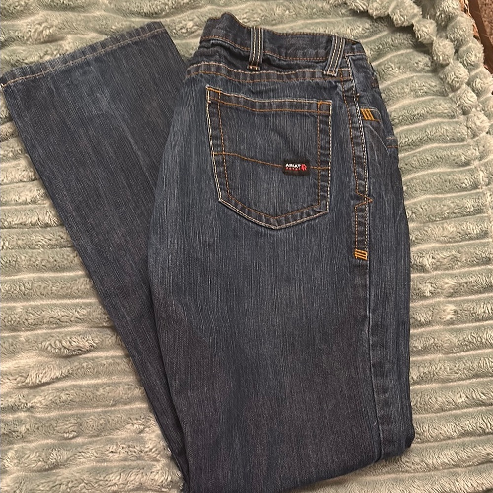 Blue Denim Jeans with Contrast Stitching